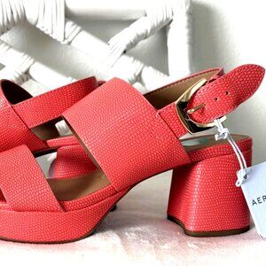 Aerosoles Camilia Women's Comfort Platform Heel Shoes Round Toe Coral 7.5